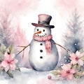 Pastel Snowman with a Pastel Scarf